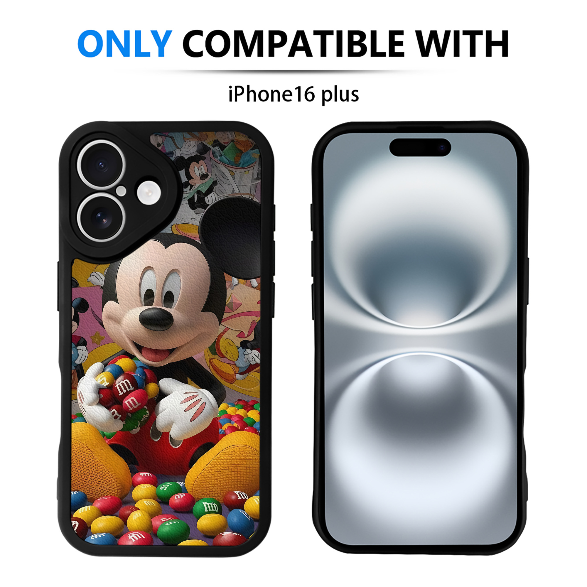 （画像用） ミッキーマウス Mickey Mouse 【iPhone 16シリーズ対応】シリコンスマホケース（レザー調） 材質：シリコン
